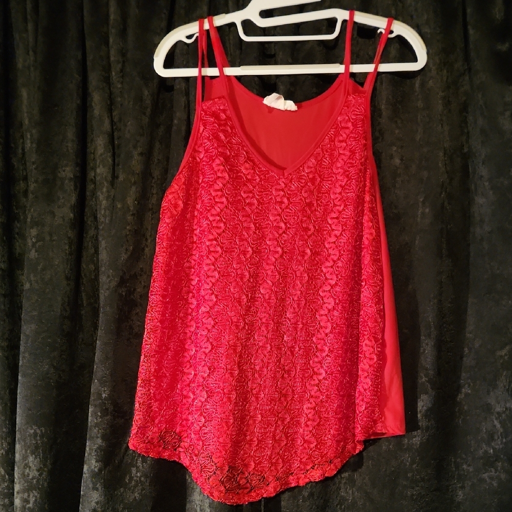 Elegant Red Lace Women's Top